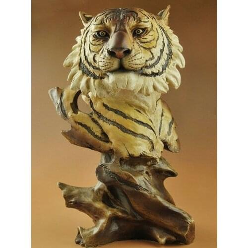 Large Nice Resin Big Cat Tiger Head Bust Statue Figure Sculpture 11"High