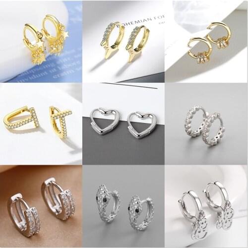 Brand New CZ Womens Silver Crystal Womens Earrings Luxury Shiny Girls Embrace Small Hoop Earrings Stainless Steel Ear Buckle