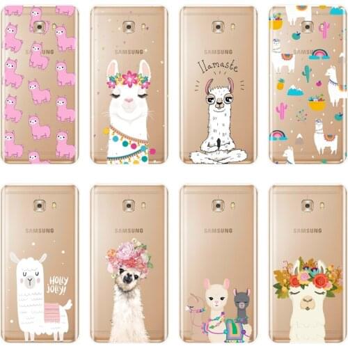 Phone Case For Samsung Galaxy C5 C7 C8 Case Silicone Kawaii Cute Alpaca Animal Soft Back Cover For Samsung Galaxy C9 C7 C5 Pro
