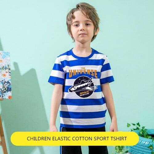 Childrens T-Shirt Boys and Girls Short Sleeve Kids Shirt Child Baby Toddler Striped Plane Print Cartoon Tee Tops Clothing Short