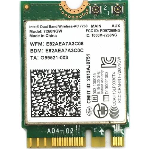 For Dual Band AC 7260NGW Intel 7260 NGFF 2x2 WIFI 802.11ac 867 Mbps Wi-Fi + Bluetooth 4.0 Wirelss Card