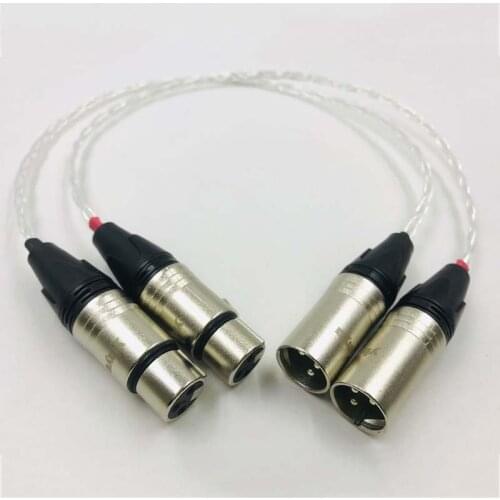 Hifi Pair 8AG Single Silver Plated XLR Male to Female Leads Balanced Audio Cable for Amplifier CD player