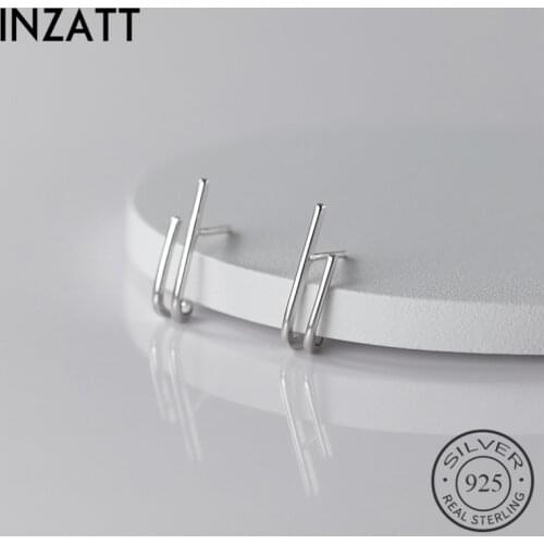 INZATT Real 925 Sterling Silver Letter J Hollow Stud Earrings For Fashion Women party Minimalist Fine Jewelry Punk Accessories