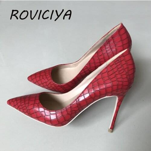 Red brand 12cm high heel sexy shallow pointed toe shoes party shoes wedding banquet shoes bridal shoes QP082 ROVICIYA