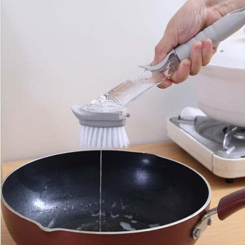 Kitchen washing pot brush hydraulic brush automatic liquid filling multi-function long handle dishwashing brush lazy cleaning ar