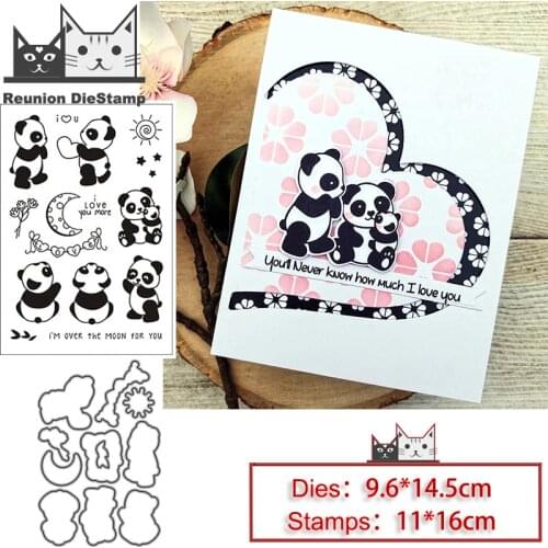 Reunion Panda Metal Cutting Dies and Stamps Stencil for DIY Scrapbooking Photo Album Embossing Decorative