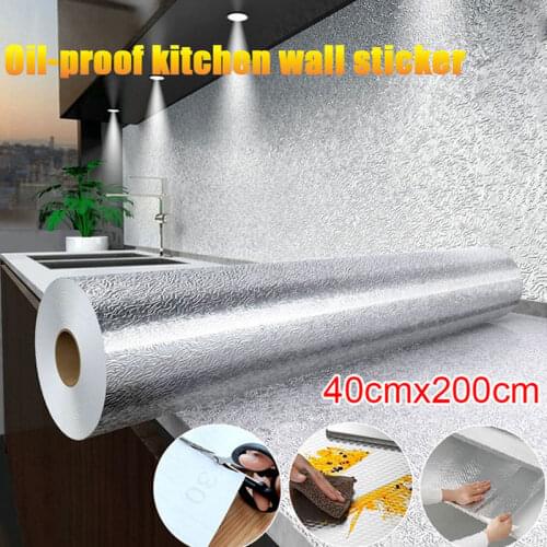 Multifunction Kitchen Oil-proof Stickers Waterproof Aluminum Foil Kitchen Stove Cabinet Self Adhesive Wall Sticker DIY Wallpaper