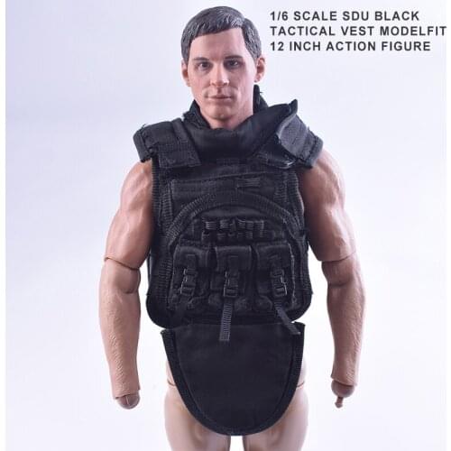 1/6 Scale Soldier SDU Black Tactical Vest Model, Spare Parts, Combat Equipment, 12'' Action Figure Scene Clothes Friends Gift