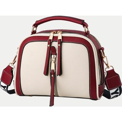 Fashion Hit Color Shoulder Bags for Women Female PU Leather Crossbody Messenger Bags Small Handbag Wide Strap Purse