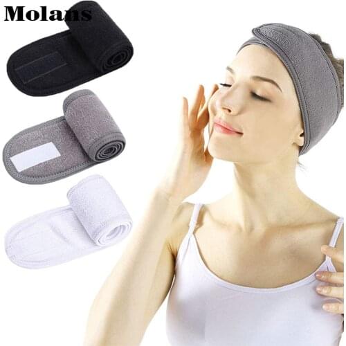 MOLANS 2020 Womens Facial Hair Band Multi-Colored Headband Soft Clean Makeup Adjustable Elastic Velcro Headband for Women