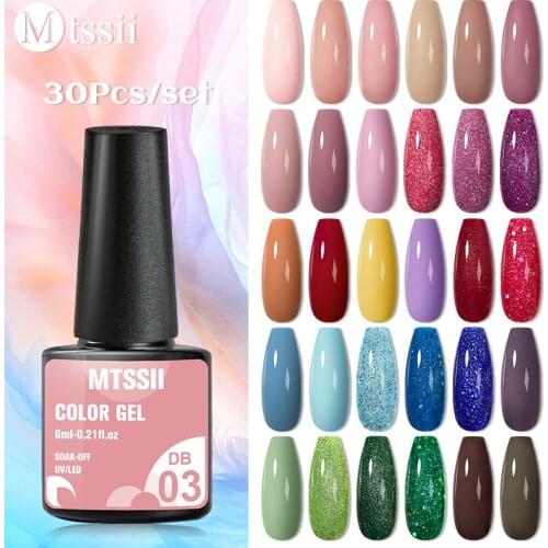 MTSSII 25/30PCS Color Gel Nail Polish Set Glitter Nail Sequins Soak Off UV Gel Semi Permanent Base Top Gel Profession Nail Set