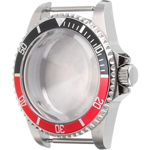 40mm Mens Acrylic Glass Aluminum Ring Watch Case High Quality 316L Stainless Steel for 8215 Mingzhu2813 Movement