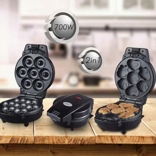 Waffle Bakeware DSP Mini Donut and Cute Cake-Two-In-One-Electric Maker Kit Set|Small Donut Snack Machine Donut Maker Dropship