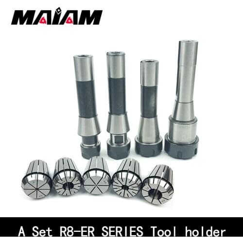 A set r8 ER16 ER20 ER25 ER32 ER40 high precision 0.008 ER collet+ R8 tool holder thread 7/16 M12 grinding center tool spindle