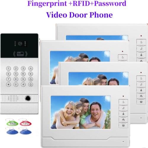 7 inch Wired Video Door Phone Visual Video Intercom Two-way Audio Intercom Fingerprint With Waterproof Outdoor IR Camera