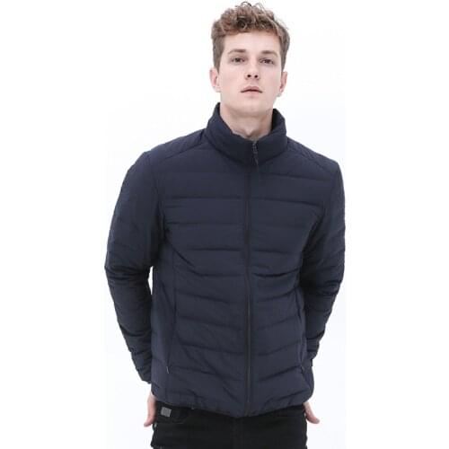 Man Stand-up Collar Puffer Jacket Soft Matt Waterproof Fabric Down Jackets Seamless Winter Autumn Warm Down Outerwear Coat