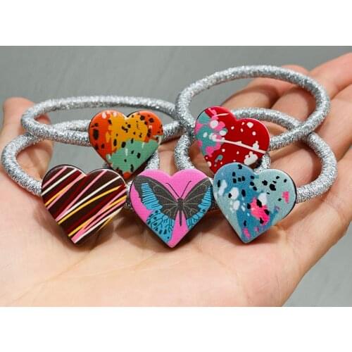 Heart-shaped Square Hair Ties Korean Style Hairband Scrunchies Girls Ponytail Holders Rubber Band Women Kids Hair Accessories