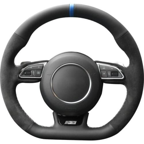 Hand sewing Black Alcantara Car Steering Wheel Cover for Audi S3 2014-2017 S5 2012-2016