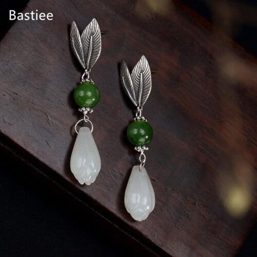 Bastiee Earings Fashion Jewelry 925 Sterling Silver Earrings Gifts For Women Drop Earrings Vintage Jade Silver