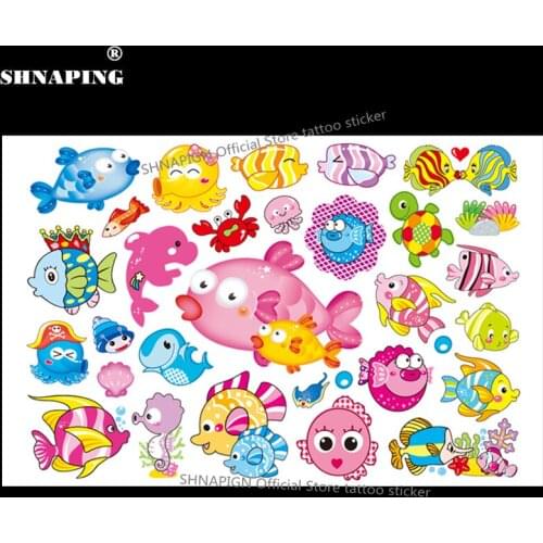 SHNAPIGN Cartoon Fish Child Temporary Body Art Flash Tattoo Sticker 10*17cm Waterproof Henna Fake Tatoo Car Styling Sticker