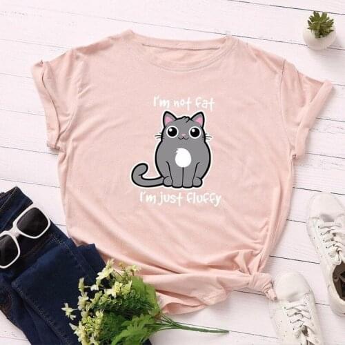 Funny For a Cat Lover or Friend High Qualit Funny and Positive T-Shirt I'm Not Fat I'm Just Fluffy cotton O Neck Drop Shipping