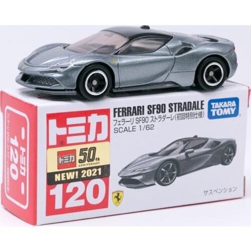 Takara Tomy Tomica No. 120 1st Special Edition Ferrari SF90 Stradale Grey Color Scale 1/62 Die-cast Cart Model Toys