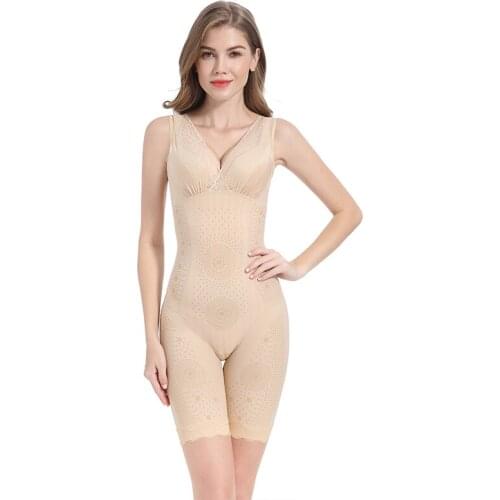 MANN LENNO Shapewear Women Full Body Shaper Slimming Bodysuit Open Crotch Corset Waist Trainer Shaping Underwear