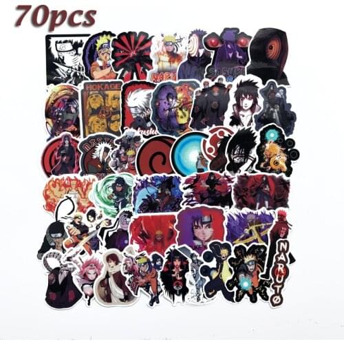 70Pcs/lot japan anime Naruto sasuke Cartoon For Snowboard Laptop Luggage Fridge Car- Styling Vinyl Decal Home Decor Stickers