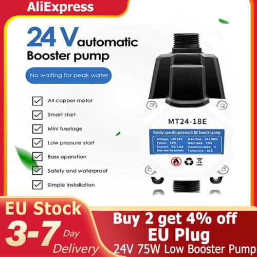 24V 75W Low Energy Booster Pump Water Pump Connector Housing Pressure Water for kitchen Sink Shower Head Outside