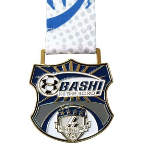 High quality football sports medal medal custom soft badge with thermal transfer ribbon