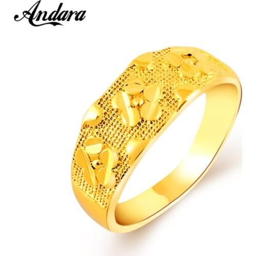 Top Quality 24K Yellow Gold Color WomenS Wedding Rings New Arrival Fashion Jewelry Jewellery Accessories JR039