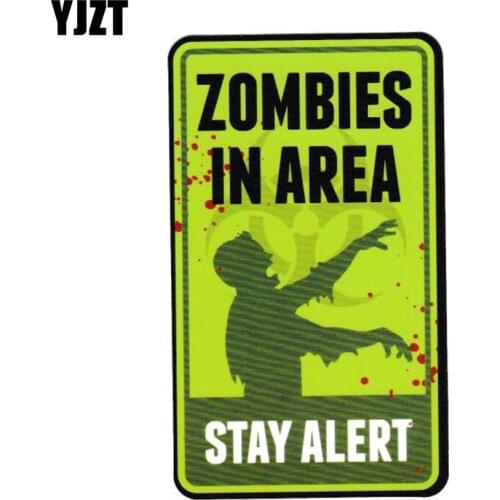 YJZT 10x18cm Warning Sign ZOMBIE In Area World War Walking Dead Fashion Decals Car-styling Car Sticker C1-8075