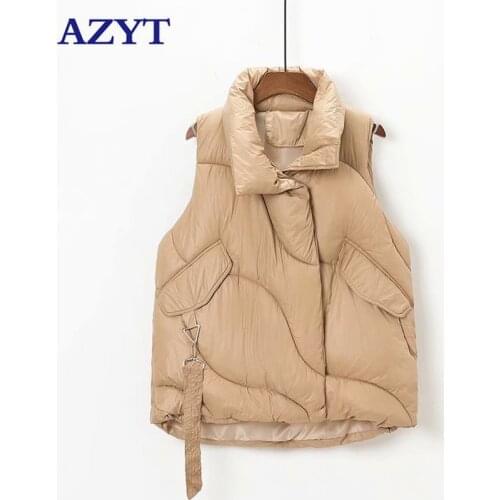 AZYT High Quality Thicken Women Vest 2021 Loose Warm Cotton Padded Waistcoat For Women Solid Winter Sleeveless Jacket Female