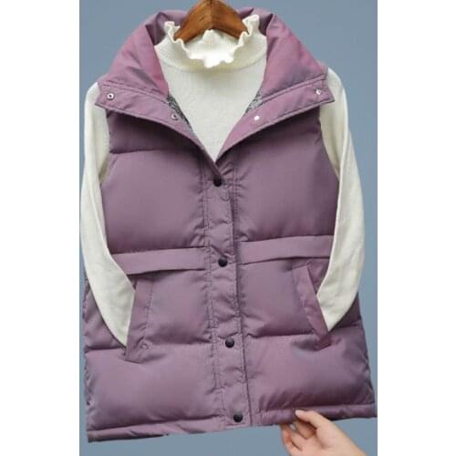 2021 Women Sleeveless Vest Winter Warm Plus Size 2XL Down Cotton Padded Jacket Female Veats Mandarin Collar Sleeveless Waistcoat