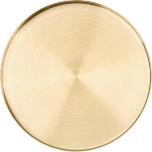 Golden Round Storage Tray Multi Purpose Fruit Dessert Plate Jewelry Cosmetic 94PF