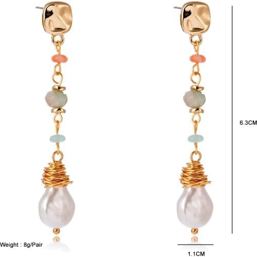 ZYYHAND Natural Baroque Pearl Wrap Women Gold-Color Steel Needle Jewelry Girl Wedding Luxury Drop Earrings