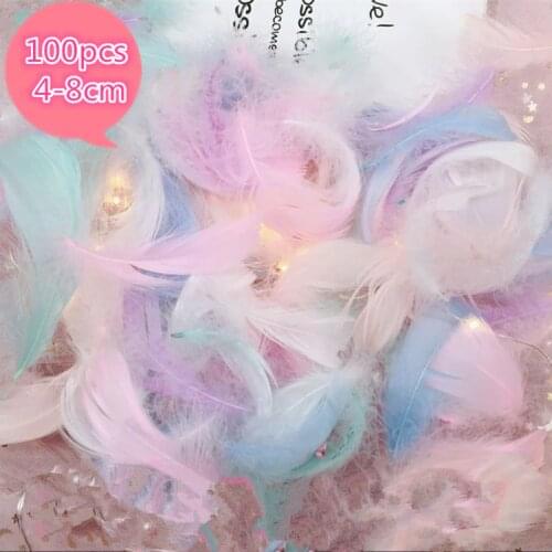100Pcs Natural Swan Feather Plumes 4-8cm Mix Dyed Color Geese Feather Wedding Party Clothing Decoration DIY Craft Feathers