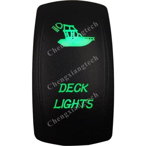 12V 24V Boat Marine Yatch 5 Pin ON/OFF SPST Rocker Toggle Switch- DECK LIGHTS - Green Led Waterproof for Carling ARB 4X4 NARVA