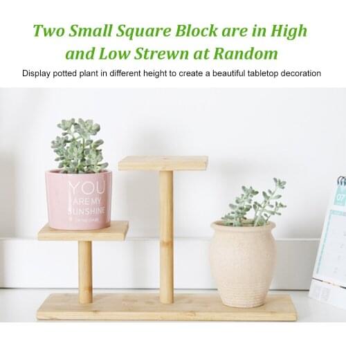 3 Tiers Potted Plant Holder DIY Mini Tabletop Bamboo Plant Stand Bamboo Flower Holder Shelf Plant Display Rack for Home Office