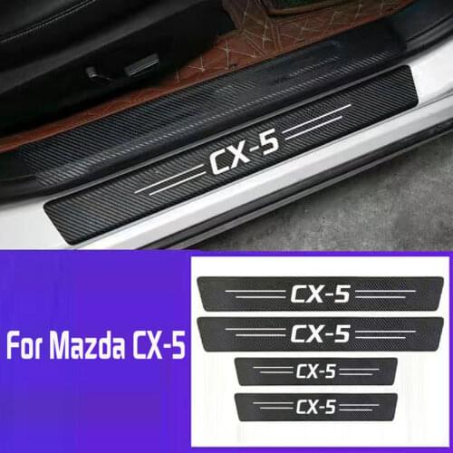 4Pcs Car Scuff Plate Door Threshold Sill Stickers For Mazda CX-5 CX5 KE KF 2021 2020 2019 2018 2017 2016 - 2012 Auto Logo Covers