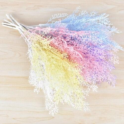 5 Forks 35cm Imitation Plastic Artificial Grass Leaves Plant for Engagement Wedding Home Decoration Clover Plants Table Decors