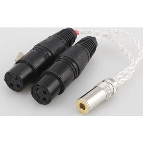 Audiocrast 8 Cores Silver Plated 4.4mm Balanced Female to Dual 2x 3pin XLR Female Audio Adapter Cable hand made