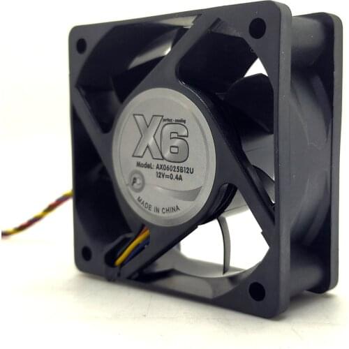 AX06025B12U X6 6025 12V Four-Wire PWM Temperature Control CPU Max Airflow Rate Fan 6cm 0.4A
