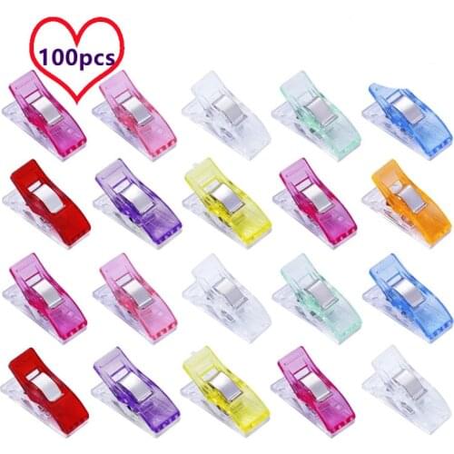 Free ship 100 Pcs Sewing Clips Multicolor Plastic Clips Fabric Clamps Patchwork Craft Clips Clothing Clips Holder Quilting Clip