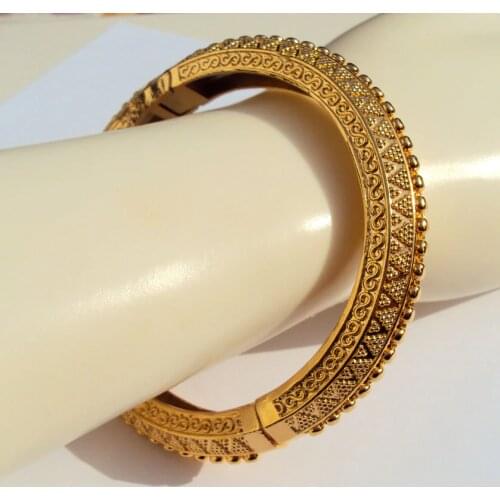 CARVE 22K 23K 24K THAI BAHT YELLOW SOLID GOLD GP JEWELRY BANGLE BRACELET BA09