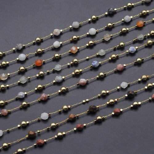 30 Meters/lot 5mm Natural Stone Beads diy jewelry Making Chains Wholesale Handmade Necklace Chain Factory Direct
