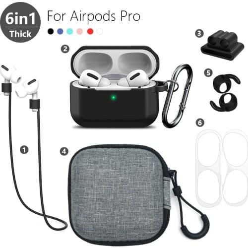 6in1 Airpods Pro Thick Case For Earphone Storage Set For Bluetooth Headset Protective Cover For Digital Product Storage ALLK