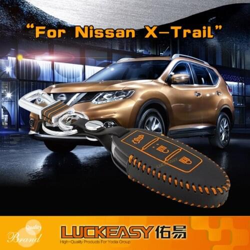 Luckeasy for nissan teana x-trail 3-suv Genuine Leather Car Key bag/case wallet holder remote key cover key2a