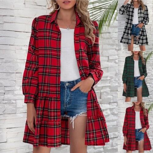 Модные платья в клетку Cooeverly China At AliExpress