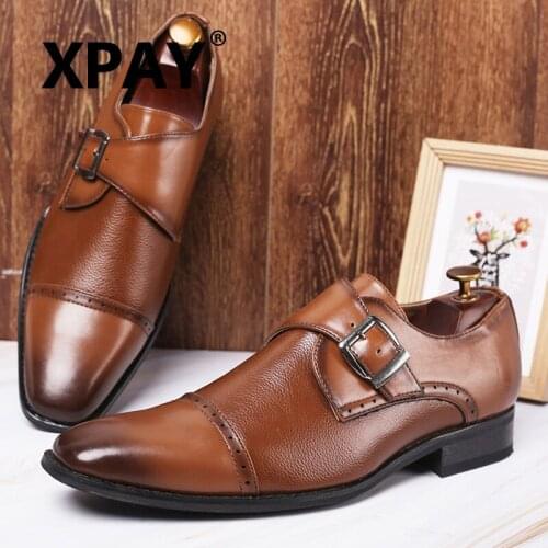 Business Formal Leather Shoe Pointed Toe Dress Shoes Fashion Buckle Office Footwear Big Size Male Party Wedding Footwear